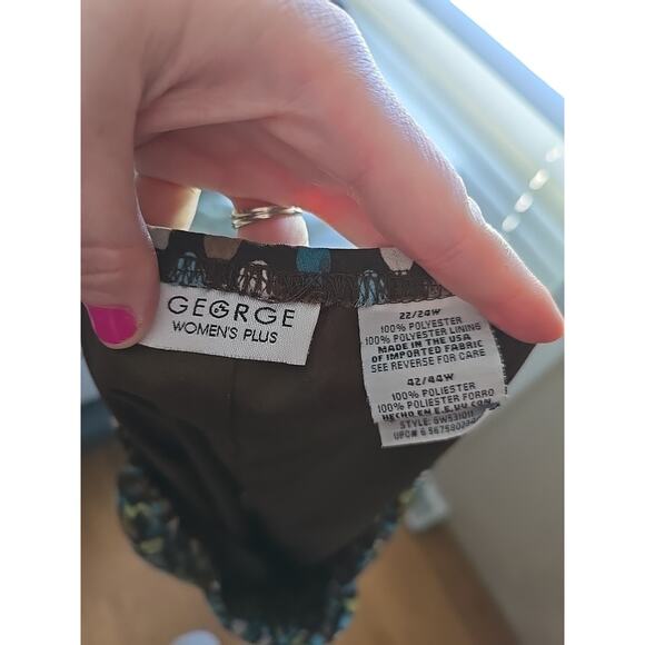 Y2K Preppy VTG George Multicolor Geometric Lined Casual A-Line Skirt Sz 22/24W - Picture 3 of 3